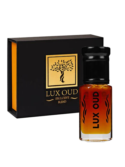 Lux Oud Exclusive Blend Oud oil bottle with elegant packaging, highlighting the luxurious and aromatic oud fragrance.