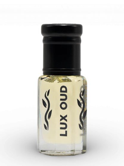 Lux Oud Hibiscus Sweet 6ml UAE exclusive perfume bottle with floral hibiscus design and elegant packaging.