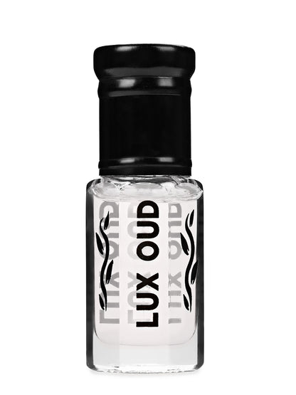 Lux Oud White Musk Oud fragrance in a 3ml bottle with a clean, white design, highlighting the elegant and fresh scent.